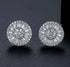Baguette 18K White Gold Plated Round Cut Cubic Zircon Men Women Cluster Earrings
